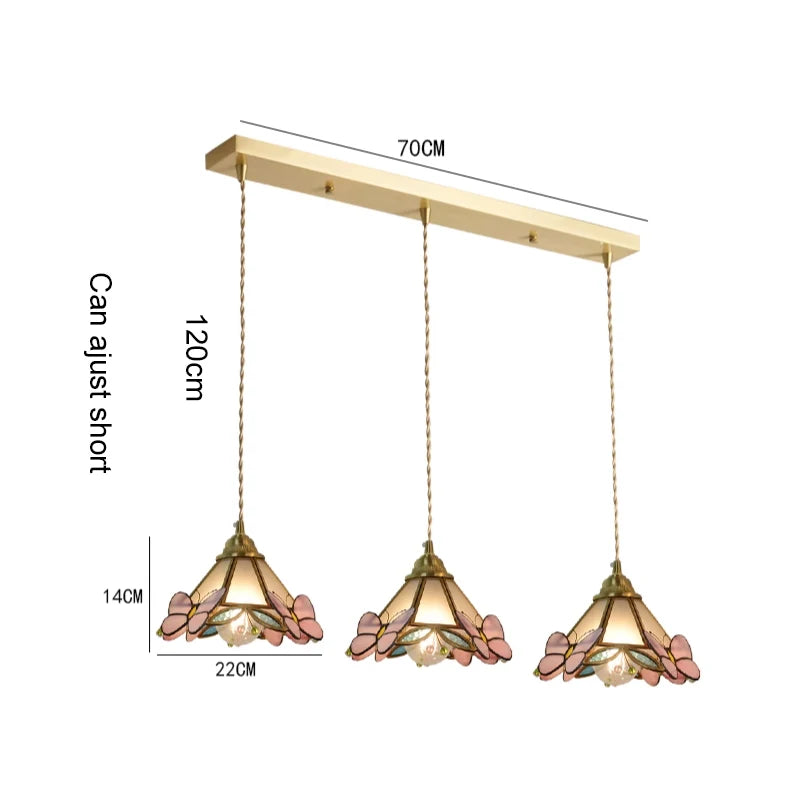 Butterfly Glass Copper LED Pendant Lamp for Modern Indoor Decor