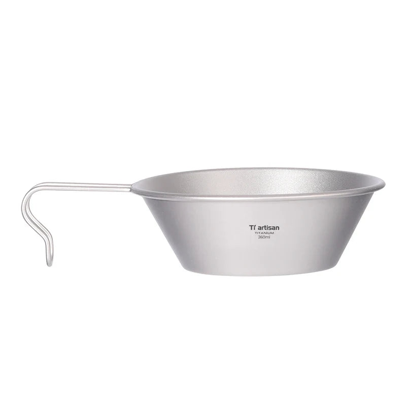 Tiartisan Ultralight Titanium Camping Bowl - 260ml with Fixed Handle