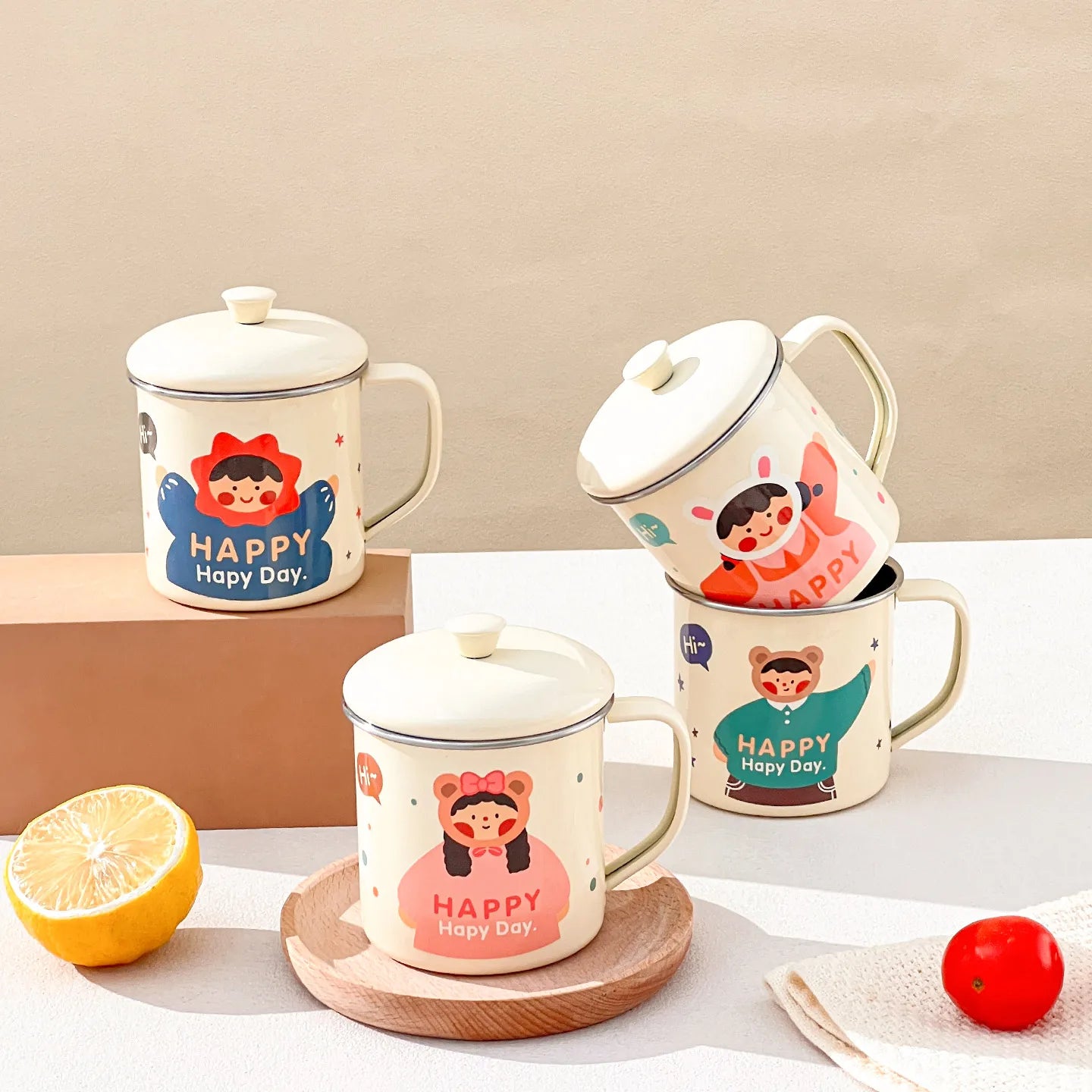 Cute 250ML Stainless Steel Kids Milk Cup - Anti-Scald Portable Tumbler