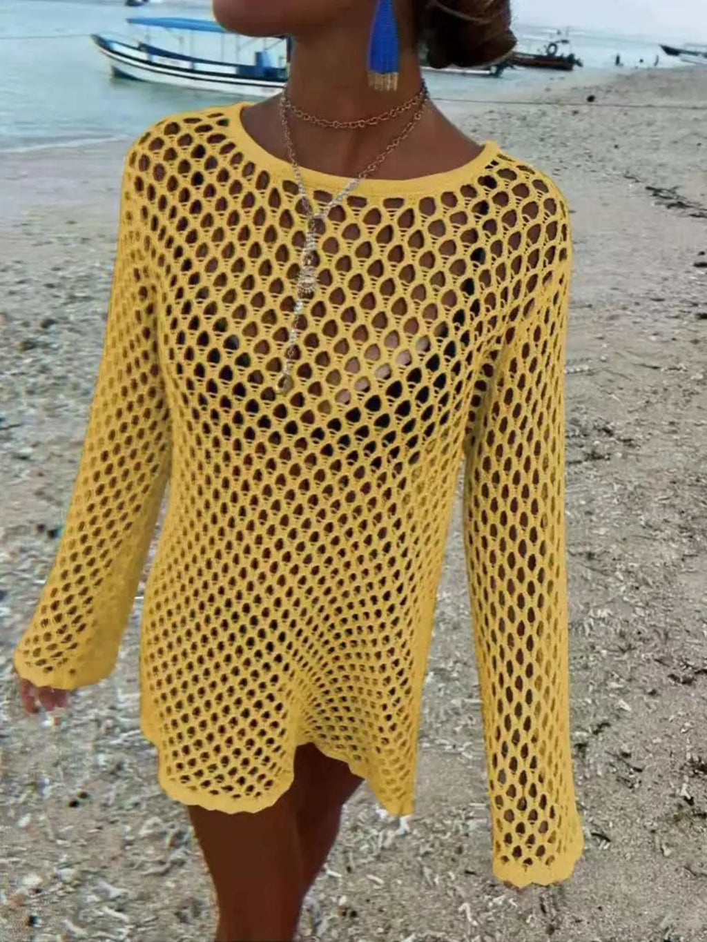 Chic Beach Hollow Out Knit Cover-Up Dress - Perfect Summer Style