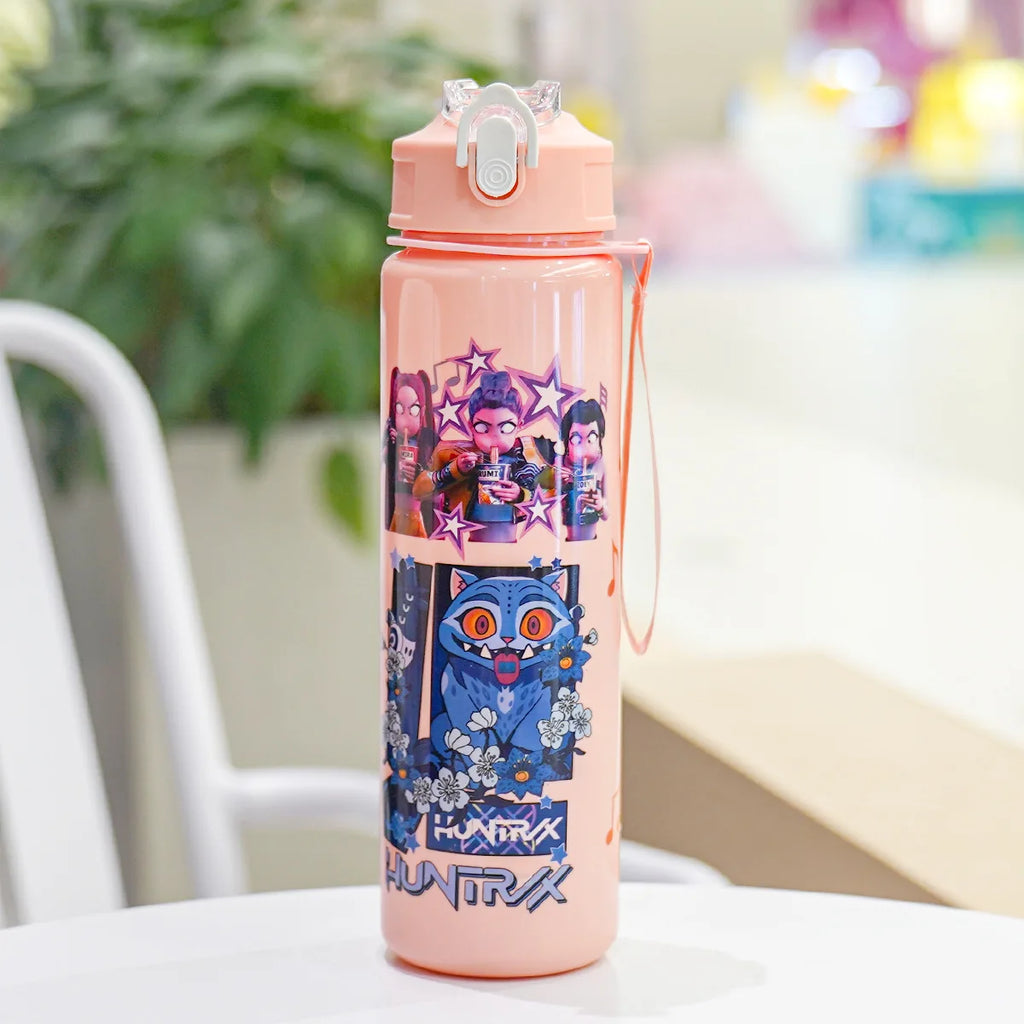 Cute 700ml Cartoon Print Water Cup with Straw - Perfect for Kids