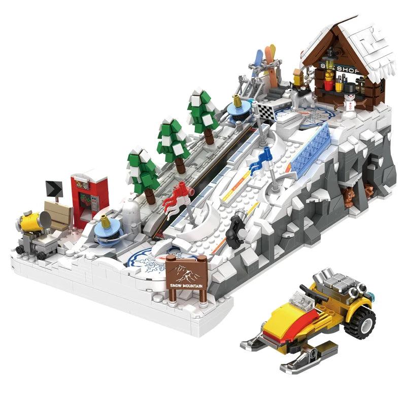 2200PCS Ski Resort Building Blocks | Create Your Own Ice Rink Fun