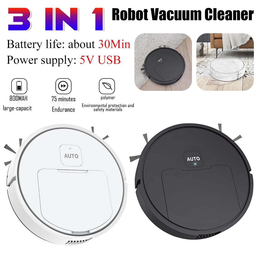 APWIKOGER 3-in-1 Robot Vacuum Cleaner - Mops & Cleans with 1000Pa Power