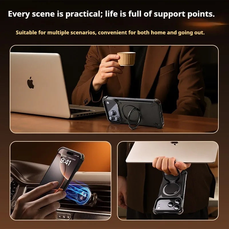 EARY Leather Case for iPhone 17 Pro Max - Magnetic Stand & Shockproof