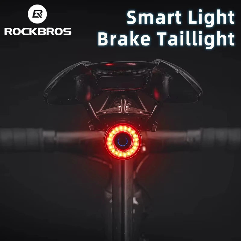 ROCKBROS Smart Brake Bicycle Tail Light - USB Rechargeable & Waterproof