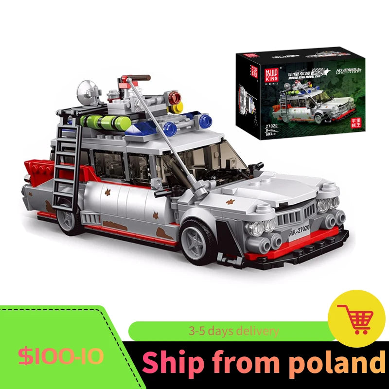 MOULD KING 27020 Mini ECTO-1 Car Model Building Blocks for Kids