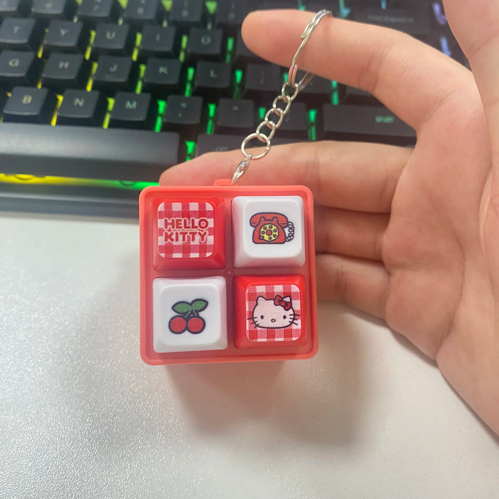 Kawaii LED Light Fidget Toy Keychain - Cute Stress Relief Pendant