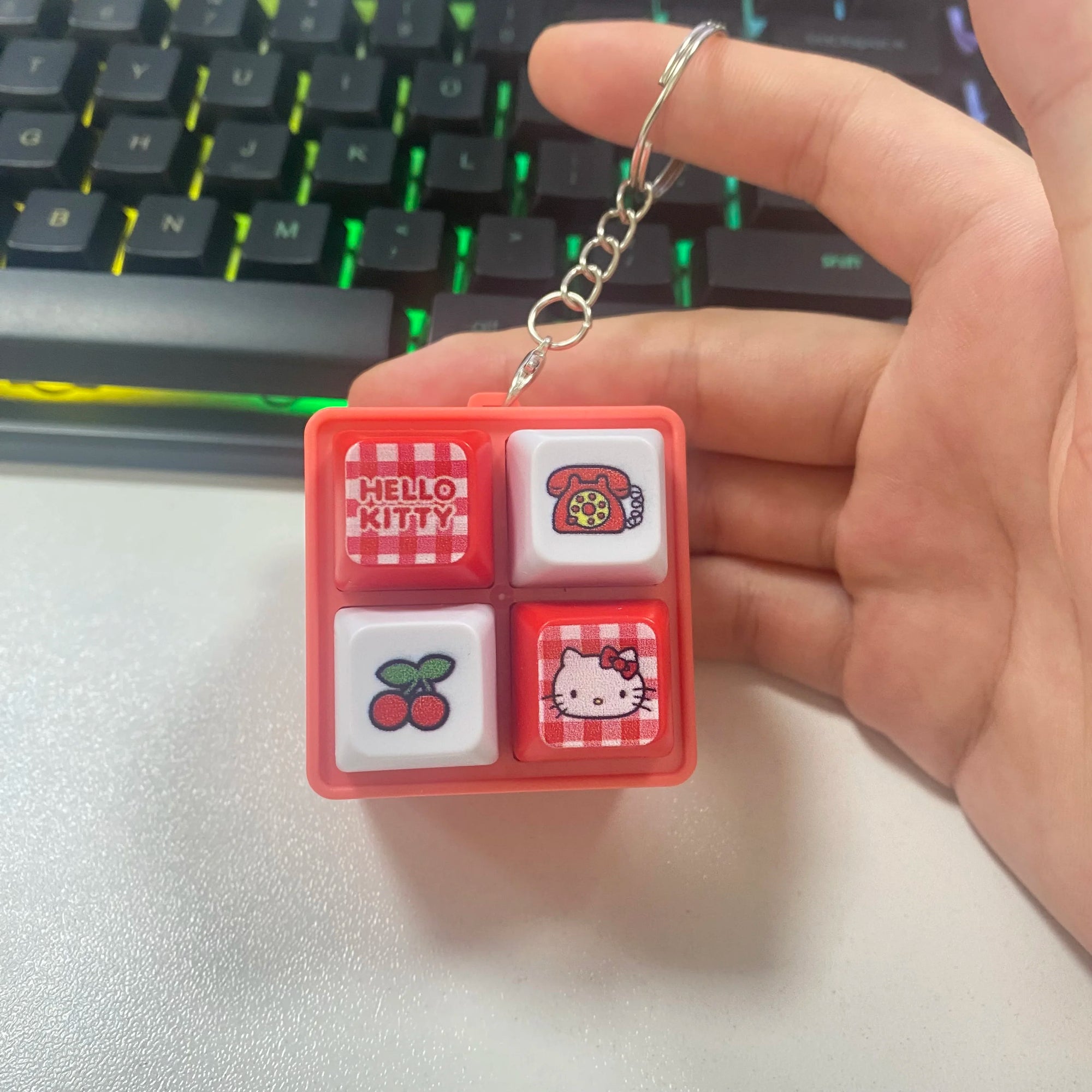 Kawaii LED Light Fidget Toy Keychain - Cute Stress Relief Pendant