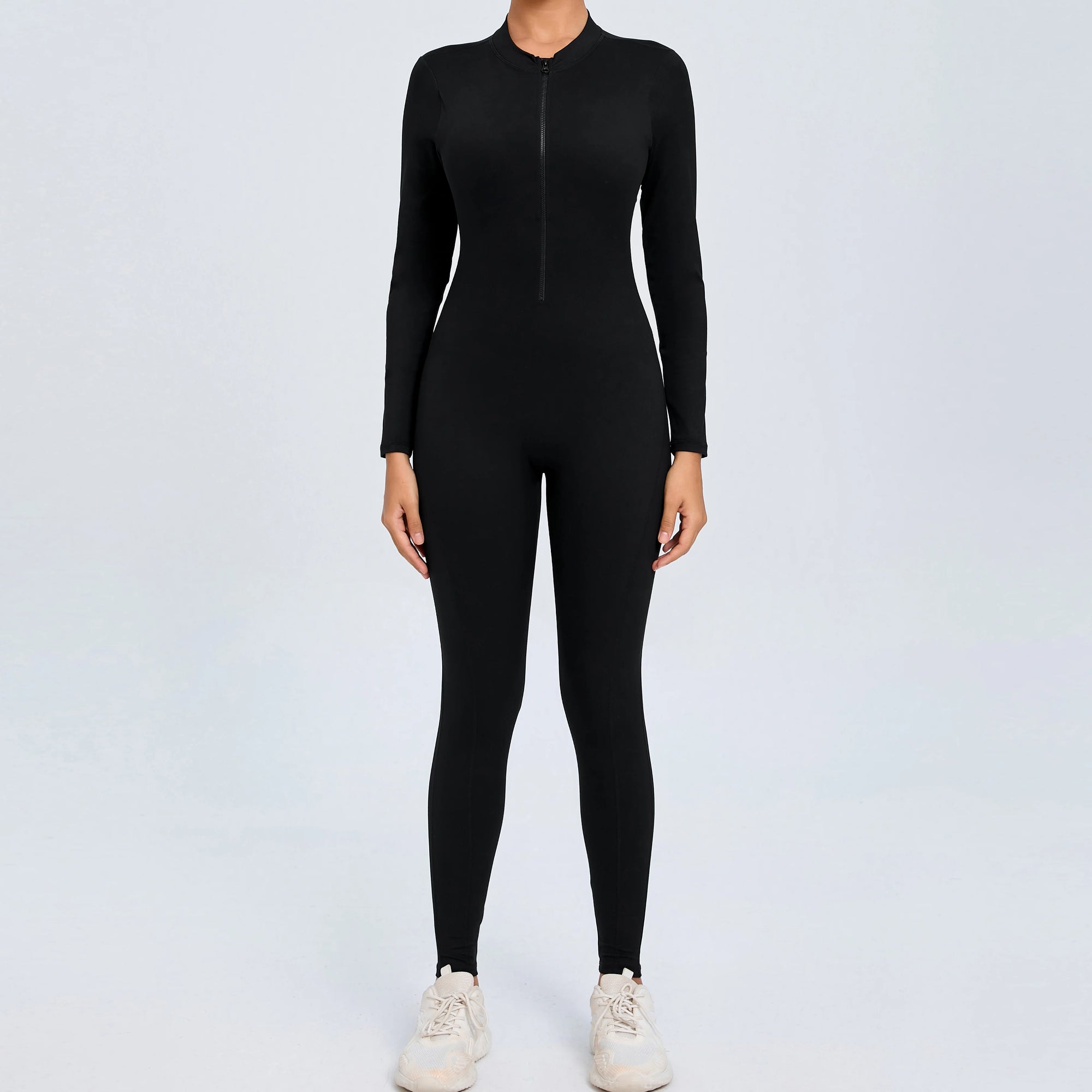 Stylish Women's Yoga Jumpsuit - Long Sleeve & Backless Design