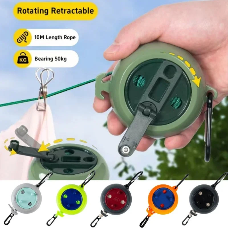 10M Retractable Clothesline - Portable Drying Rack for Travel & Home