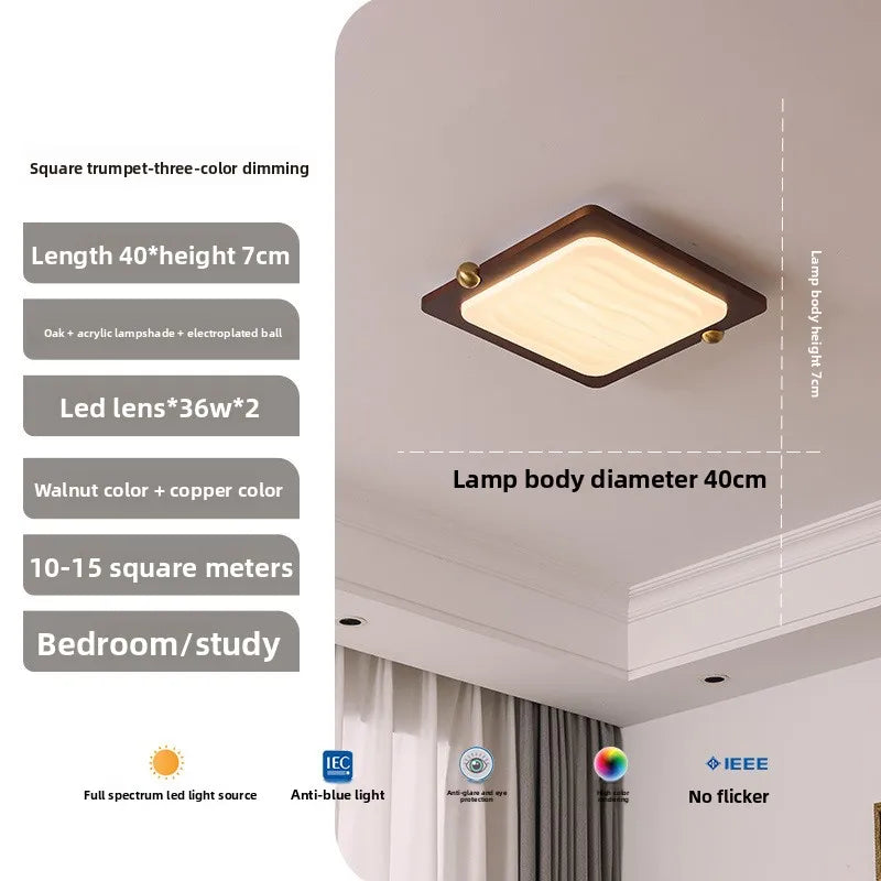 Wabi-Sabi Walnut Wood Ceiling Light - Modern LED Eye Protection
