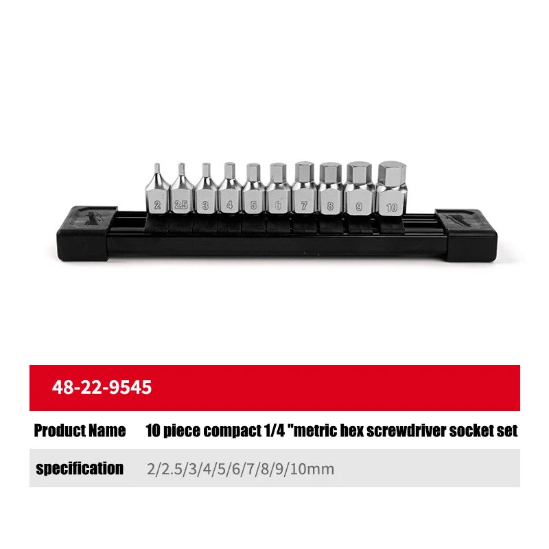 Milwaukee 10-Piece 1/4" Compact Metric Hex Screwdriver Set