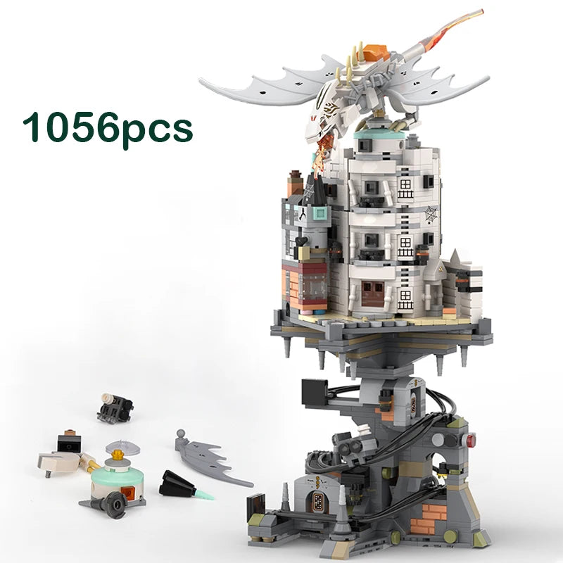 Enchanting Wizard Tower Dragon MOC Building Set - 1056 pcs