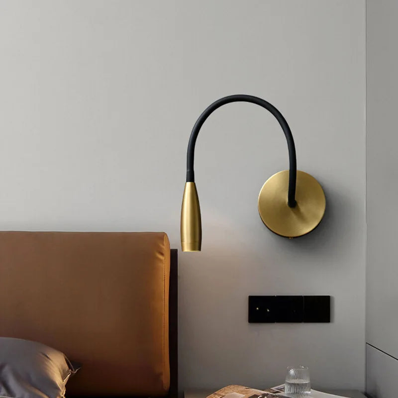 Adjustable Copper LED Wall Lamp - Modern Gold and Black Design