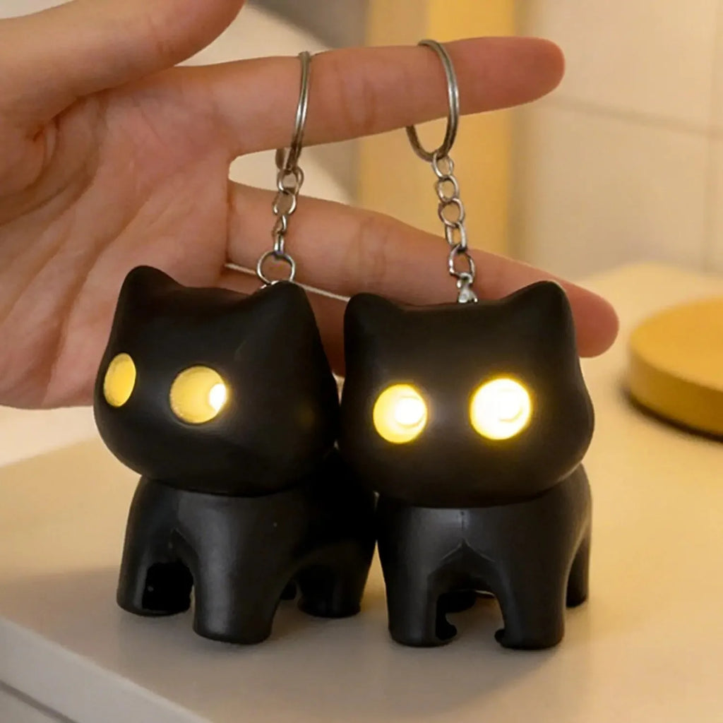 Cute LED Cat Keychain Night Light with Meowing Sound - Perfect Gift!