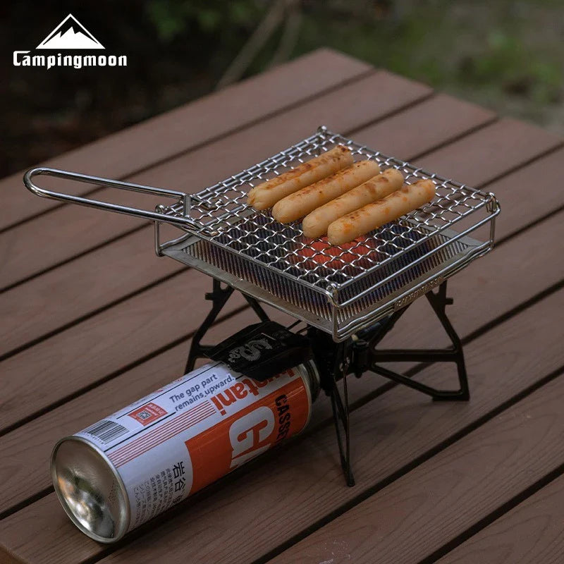 Stainless Steel Folding Grill Net for Outdoor Cooking - Space-Saving Design