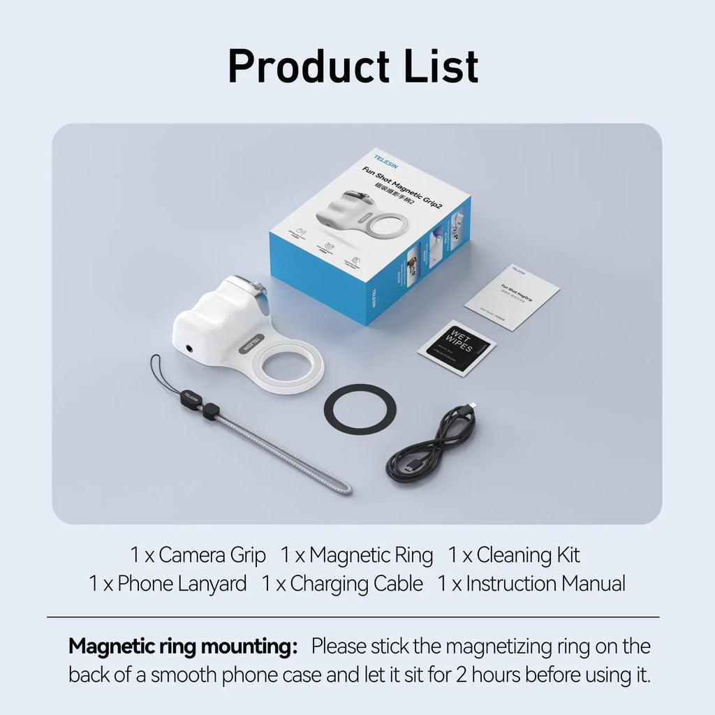 TELESIN Magnetic Phone Grip & Remote Control for iPhone/Huawei/Samsung