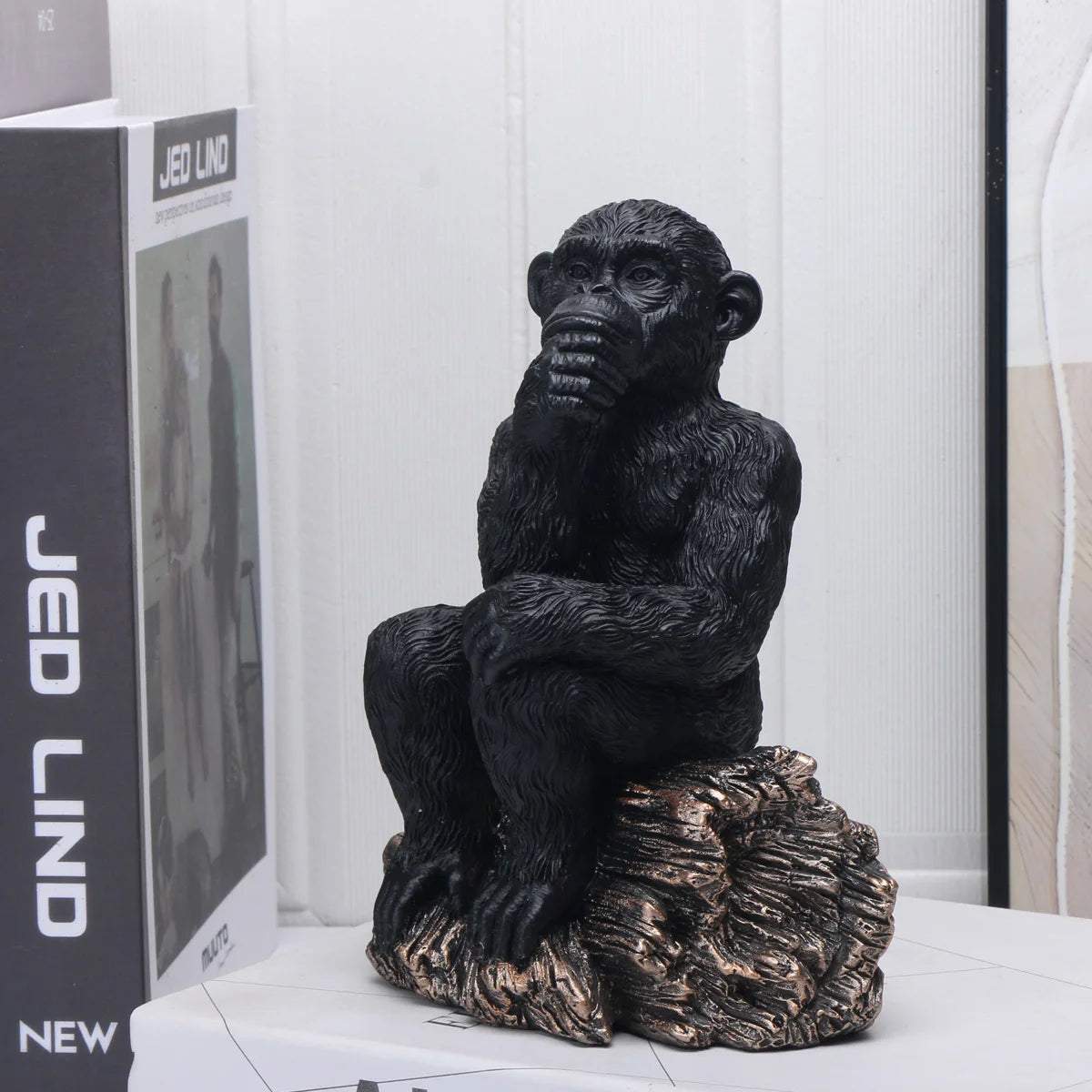 Elegant Resin Thinker Chimpanzees Figurine for Home & Office Decor