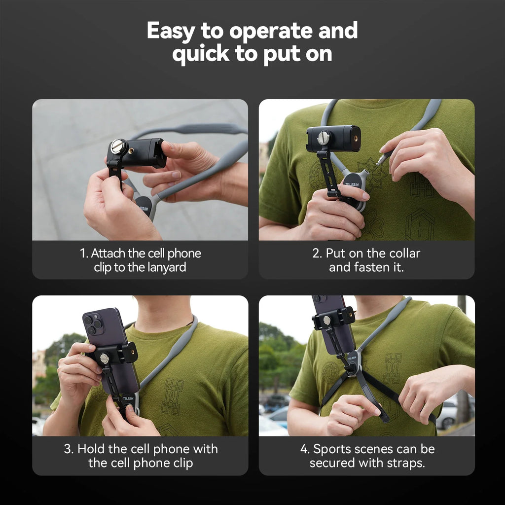 TELESIN 360° Neck Mount - Hands-Free Smartphone Photography Tool