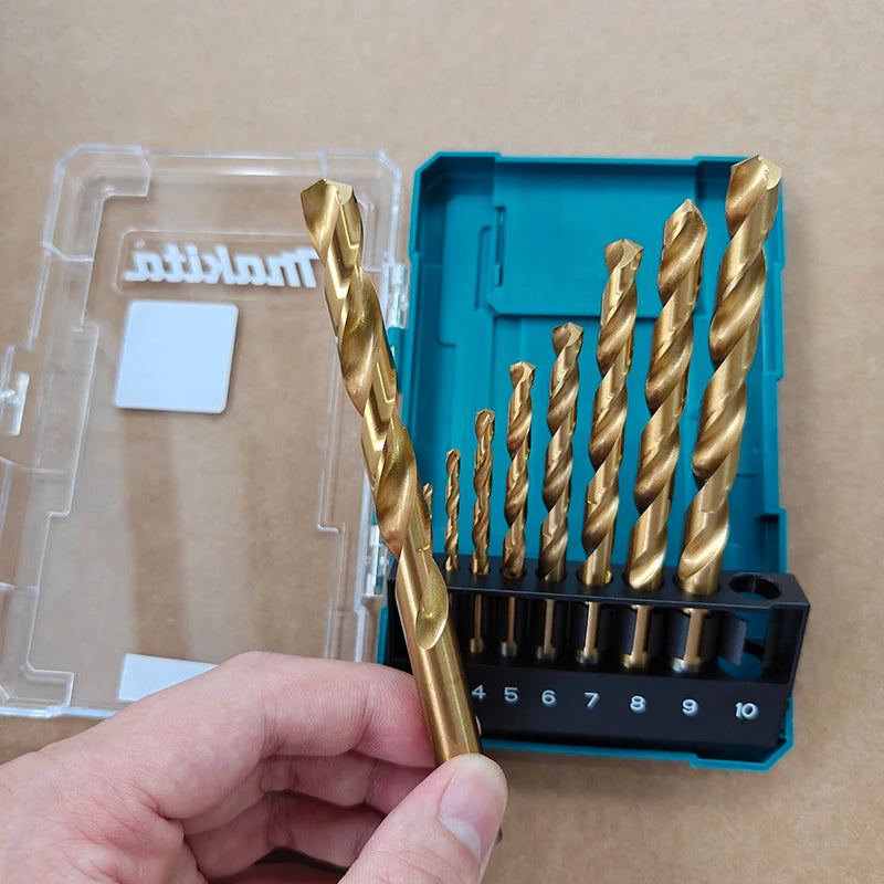 Makita 10PC HSS-TiN Titanium Drill Bit Set | Precision Metal & Wood
