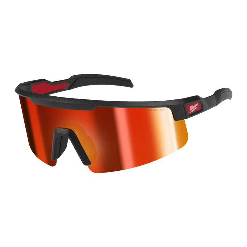 Milwaukee Mirrored Safety Glasses - Anti-Scratch Full Coverage Eyewear