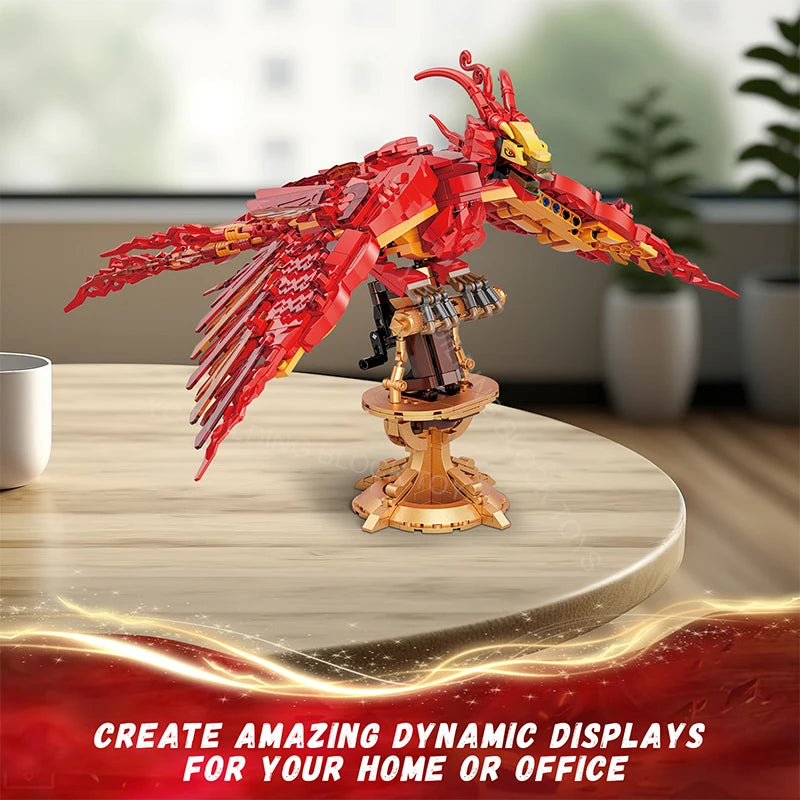Fire Phoenix Kids Building Blocks - Mythical Bird Model Toy