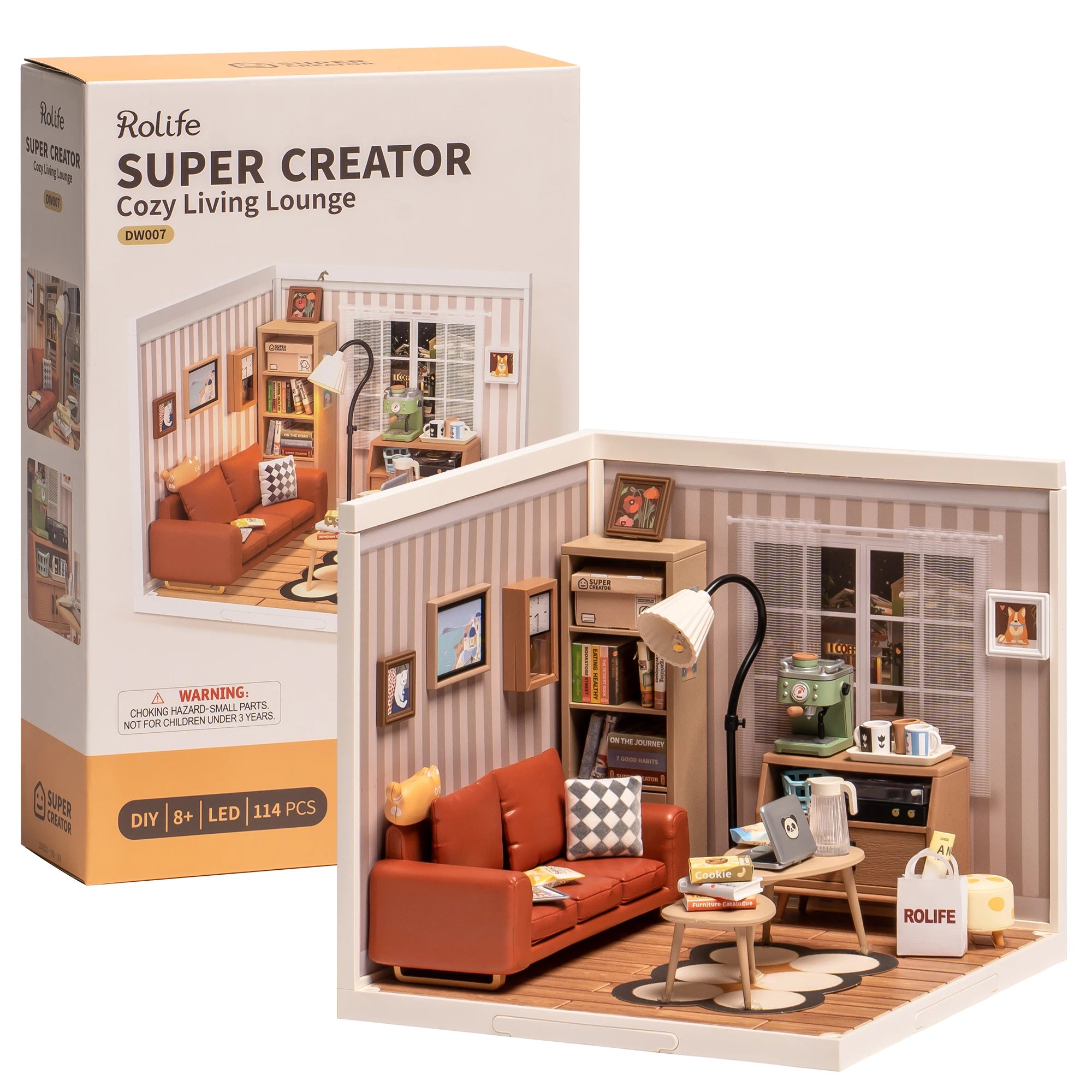Robotime 3D Puzzle Miniature House Kit - DIY Cozy Living Lounge
