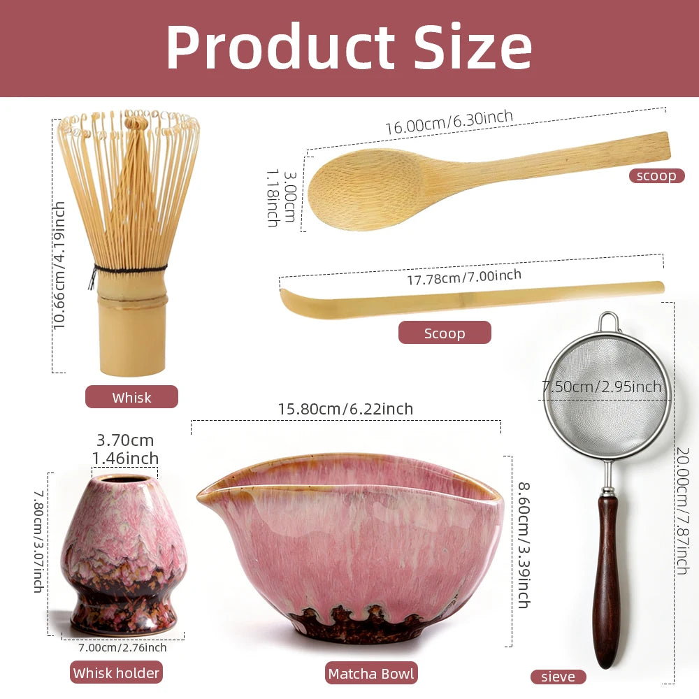 6-Piece Japanese Matcha Tea Set - Whisk, Bowl, Scoop & Accessories