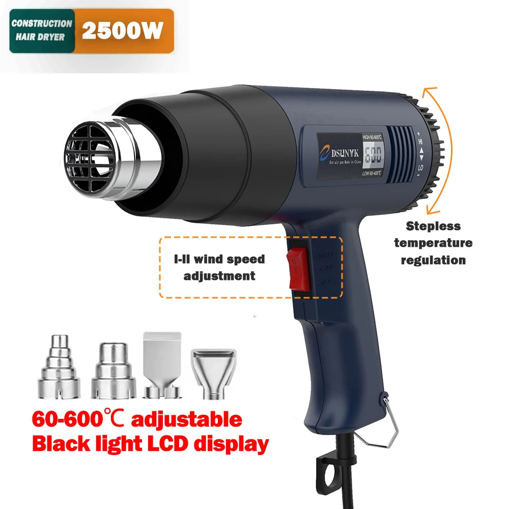 2000W Digital Hot Air Gun with Adjustable Temperature for Soldering & Shrink Wrapping