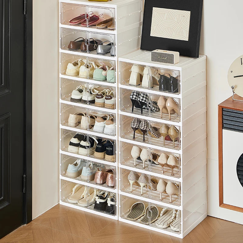 Foldable Shoe Storage Cabinet - Space-Saving Organizer for Boots & Toys