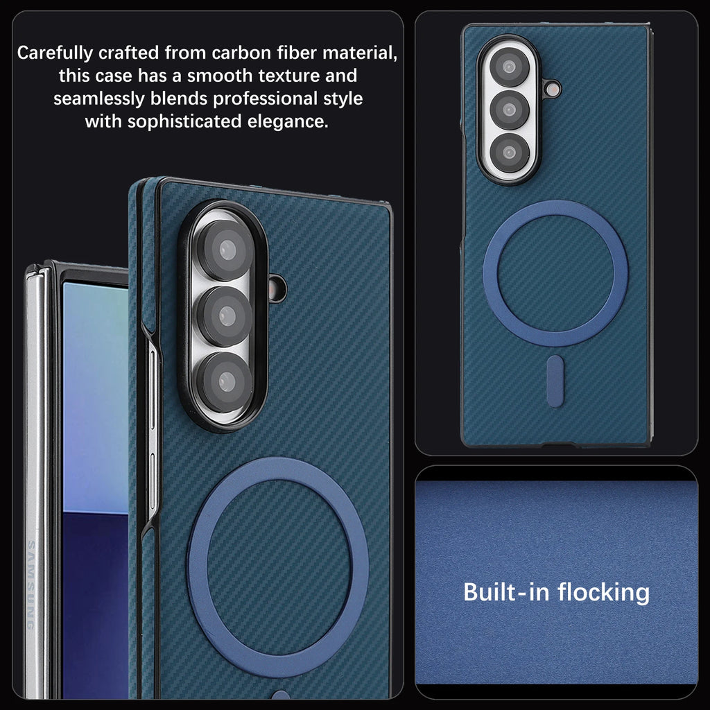 Slim Carbon Fiber Leather Case for Samsung Galaxy Z Fold - Ultra Thin
