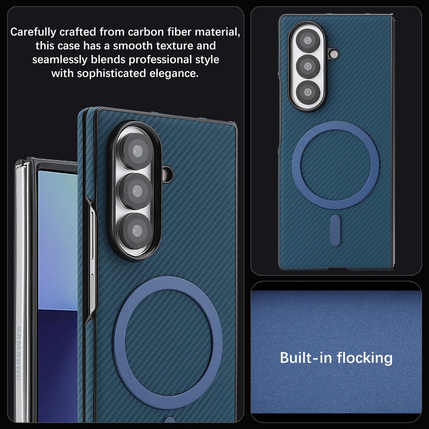 Slim Carbon Fiber Leather Case for Samsung Galaxy Z Fold - Ultra Thin