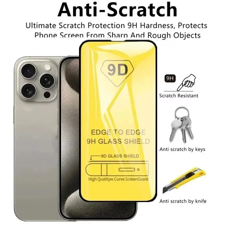 9D Tempered Glass Screen Protector for iPhone 16-8 Series