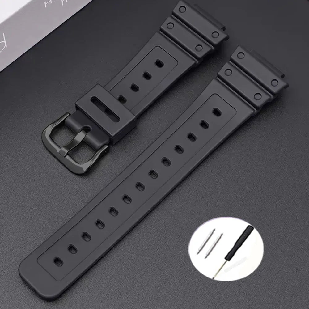 16mm Waterproof Silicone Watch Strap for Casio Models | Silver Buckle