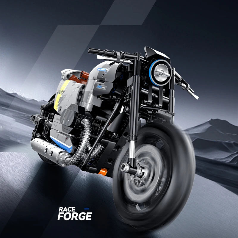 1:8 Retro Motorcycle Building Blocks Set - STEM Racer Toy for All Ages