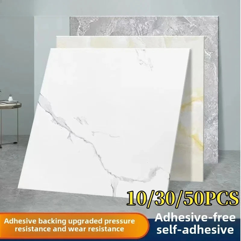 Waterproof Thickened Self-Adhesive Marble Tile Floor Stickers - 10/30/50PCS