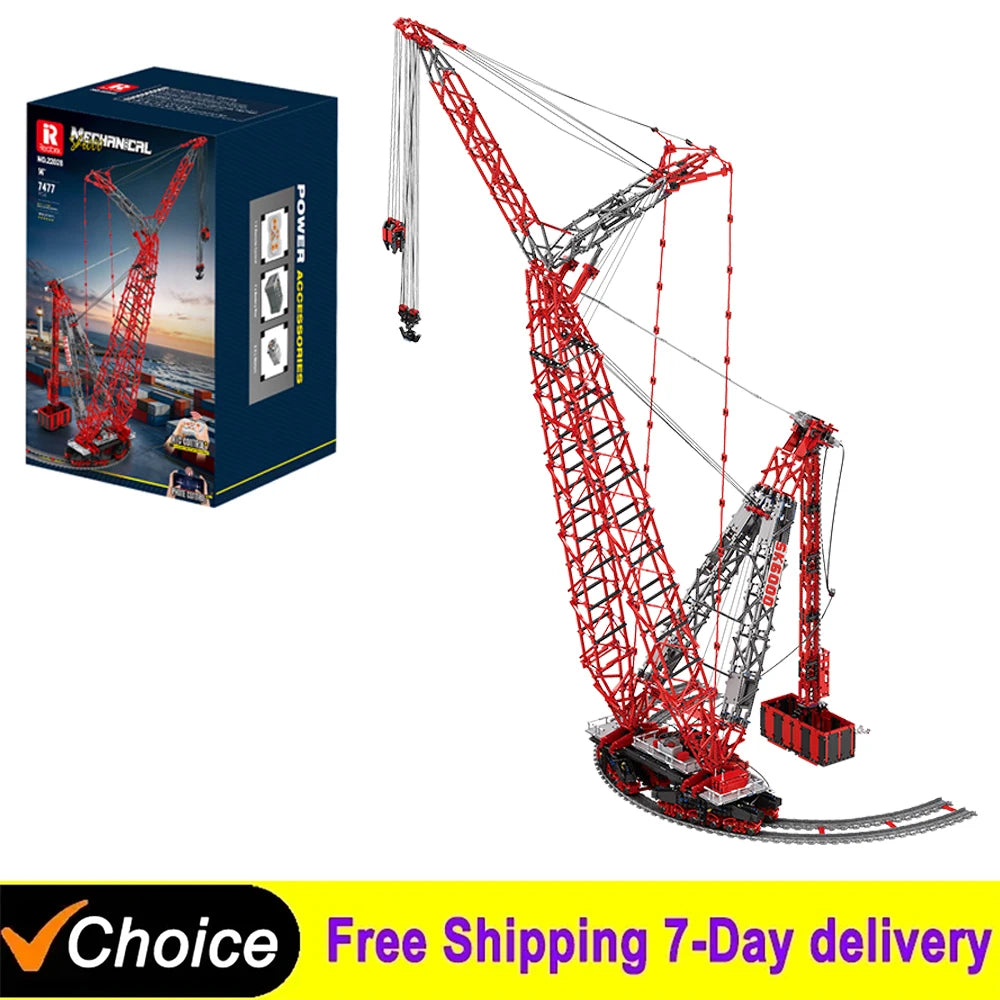 Reobrix 22028 Remote Control Heavy Ring Crane Building Blocks - 7477 Pieces