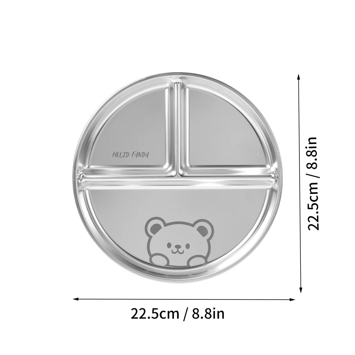 3-Compartment Stainless Steel Dinner Plate - Fun & Functional