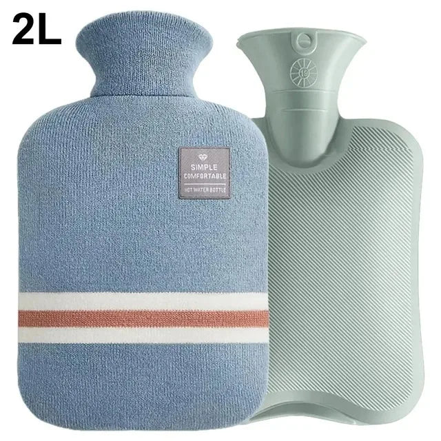 Durable Hot Water Bottle with Knitted Cover for Pain Relief - 1L/2L
