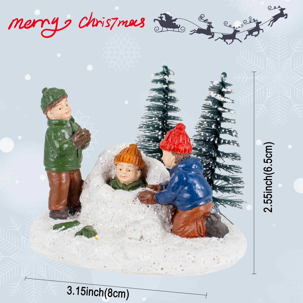Charming Hand-Painted Kids Playing Christmas Village Figurine