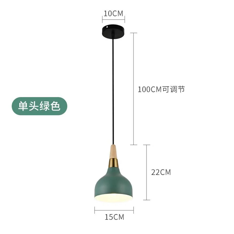 Nordic Chandelier Pendant Light with Wooden Handle - Modern Design