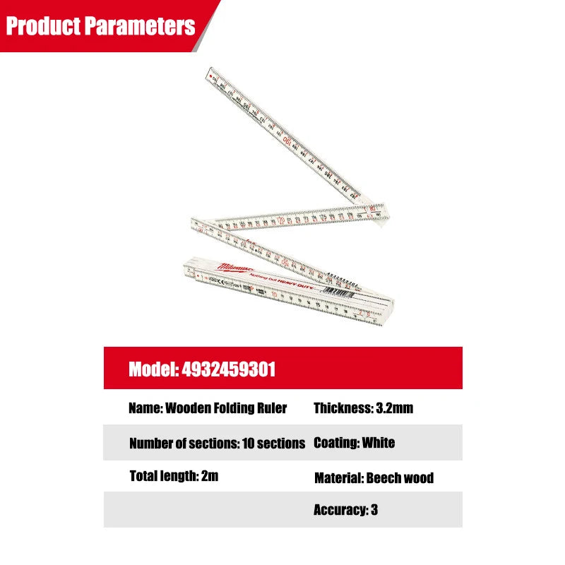 Milwaukee 2m Composite Folding Ruler - Durable & Waterproof Tool