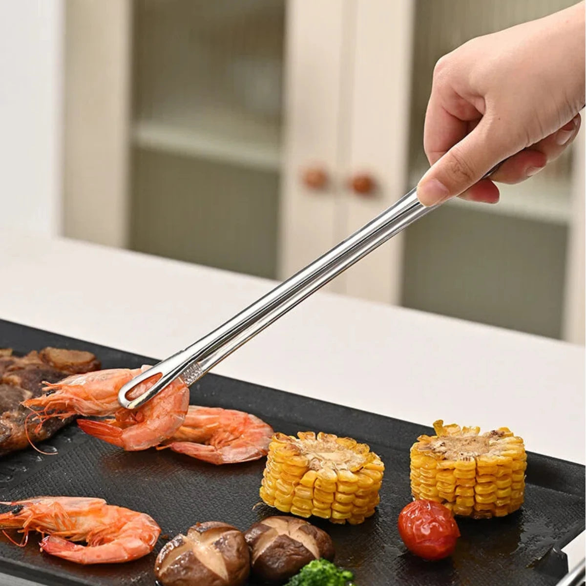 Durable Non-Slip 304 Stainless Steel BBQ Tongs - Cooking Essential