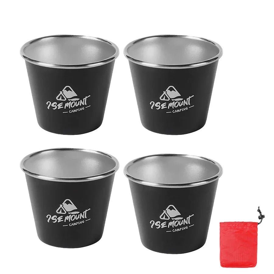 4-Pack Stackable Stainless Steel Cups for Camping & Outdoor Use