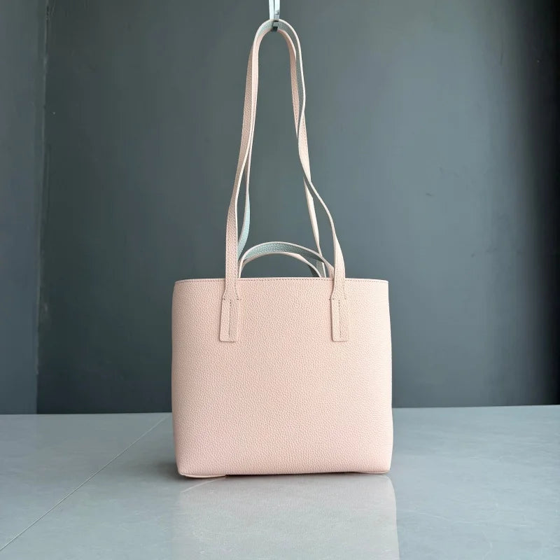 Premium Cowhide Leather Reversible Handbag - Versatile & Durable