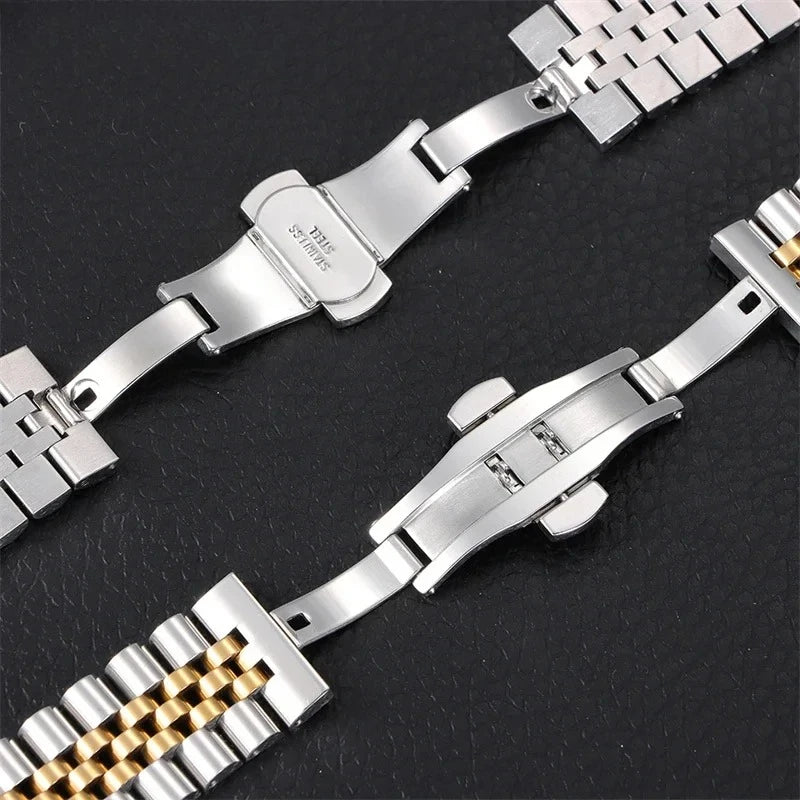 Curved End Stainless Steel Watch Band - 18mm, 20mm, 22mm Metal Strap