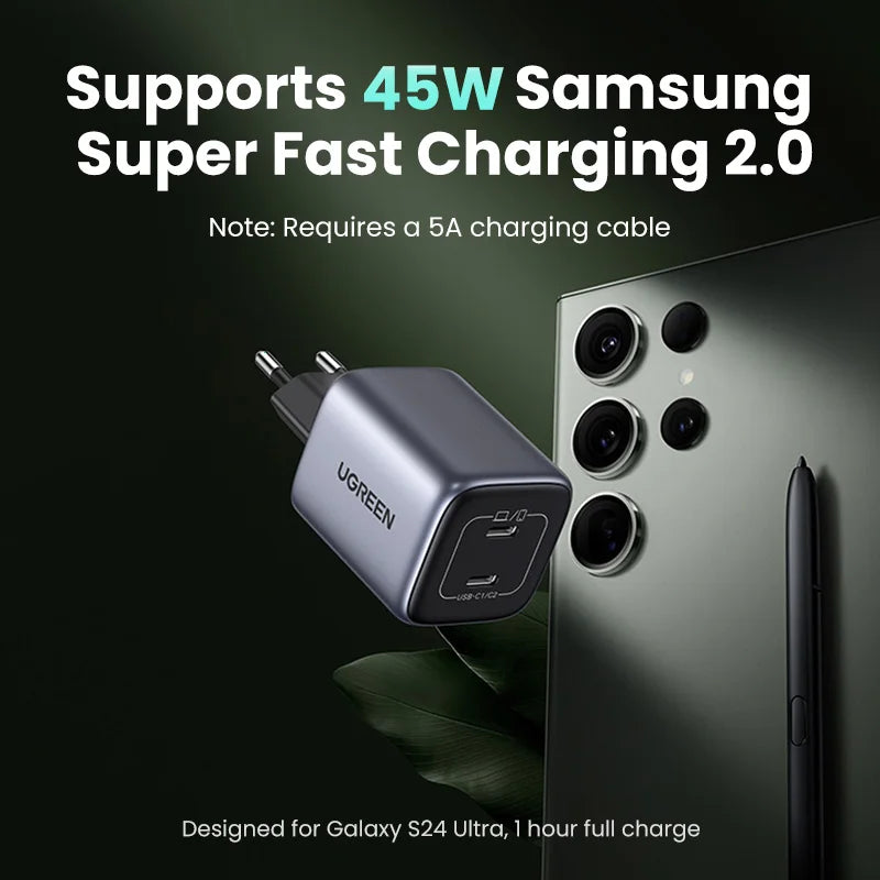UGREEN 45W GaN USB-C Fast Charger - Power Up Your Devices Quickly!