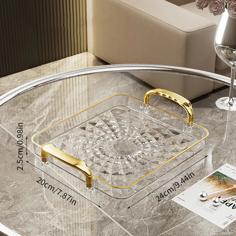 Clear Plastic Food Tray - Double Handle Rectangle Design