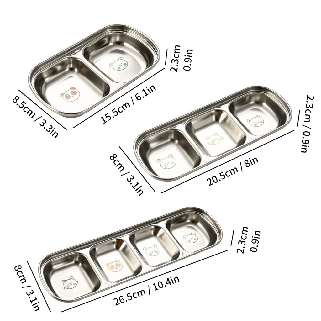 2/3/4 Grids Stainless Steel Divided Seasoning Plate