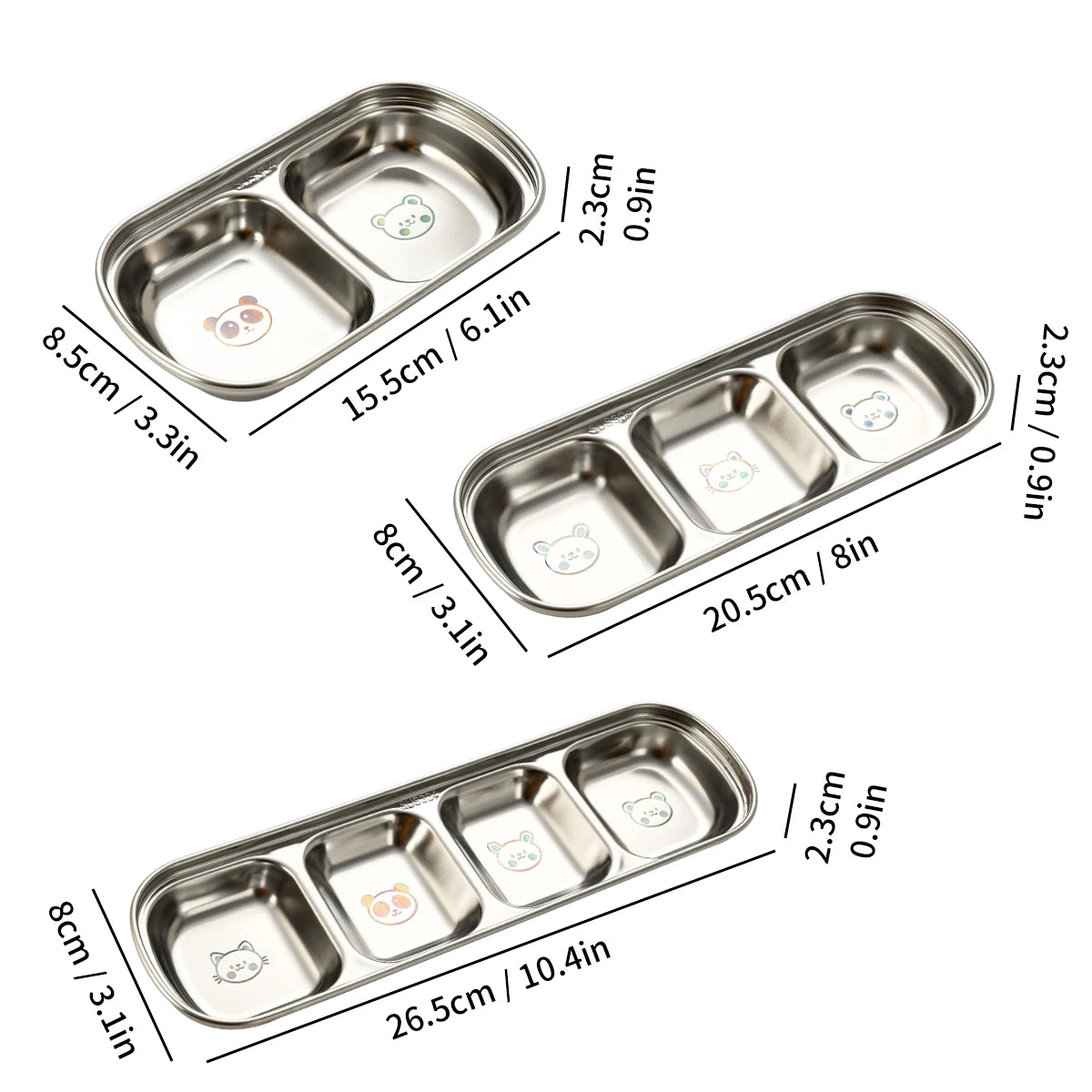 2/3/4 Grids Stainless Steel Divided Seasoning Plate